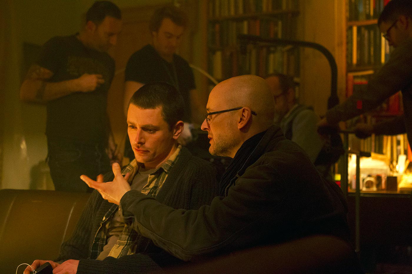 Simon and Lachlan on the sofa share a thought