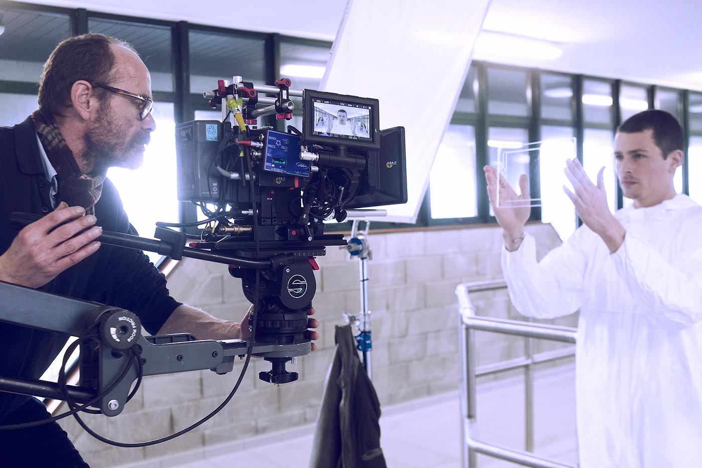 Reinier and Lachlan on set