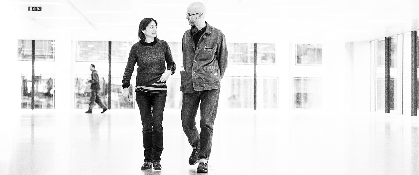 Simon Pummell and Janine Marmot on set